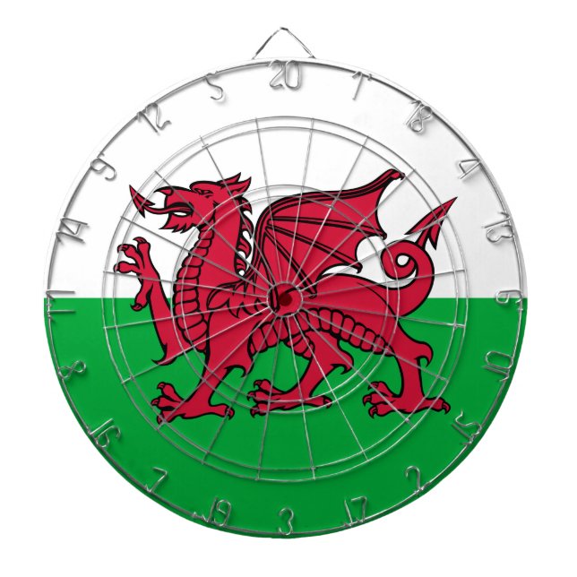 Red Dragon Celtic Flag Wales & Welsh Dartscheibe (vorne)