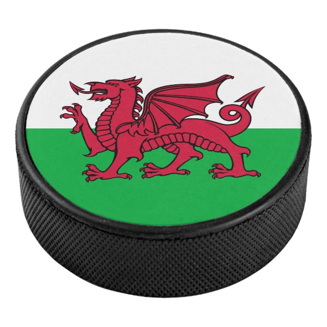 Red Dragon Celtic Flag Wales & Welsh Eishockey Puck (3/4)