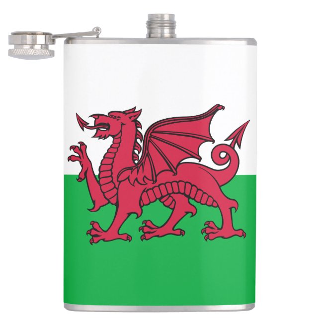 Red Dragon Celtic Flag Wales & Welsh Flachmann (Geöffnet)