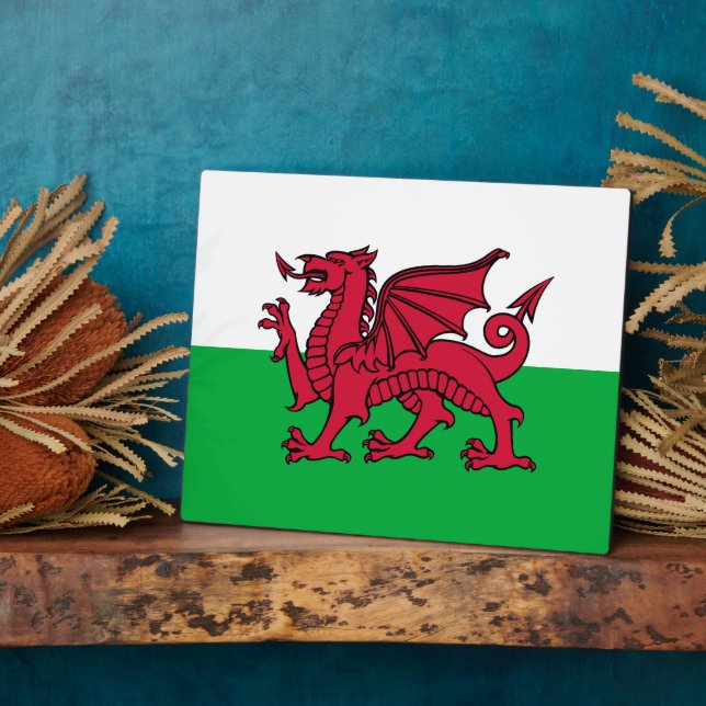 Red Dragon Celtic Flag Wales & Welsh Fotoplatte (Seite)