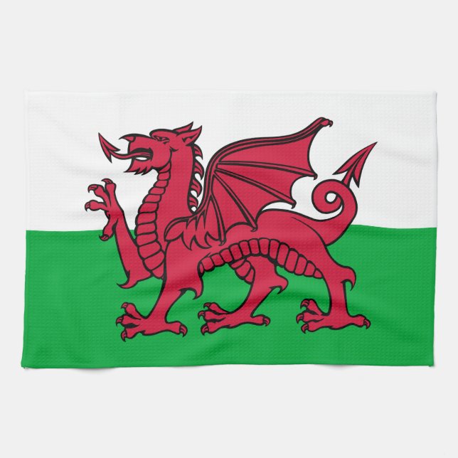 Red Dragon Celtic Flag Wales & Welsh Geschirrtuch (Horizontal)