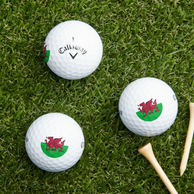 Red Dragon Celtic Flag Wales & Welsh Golfball (Insitu Gras)