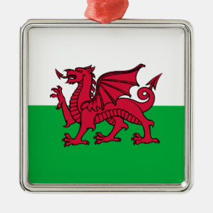 Red Dragon Celtic Flag Wales & Welsh Ornament Aus Metall