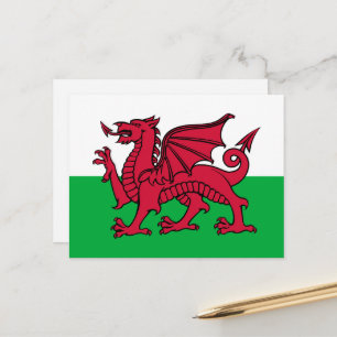 Red Dragon Celtic Flag Wales & Welsh Postkarte