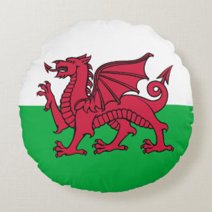 Red Dragon Celtic Flag Wales & Welsh Rundes Kissen