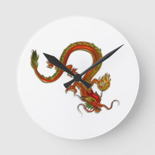 Red Dragon China Runde Wanduhr