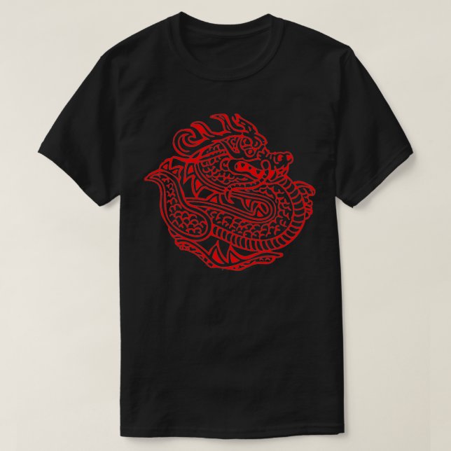Red Dragon, Chinese dragon stamp,simple dragon gra T-Shirt (Design vorne)