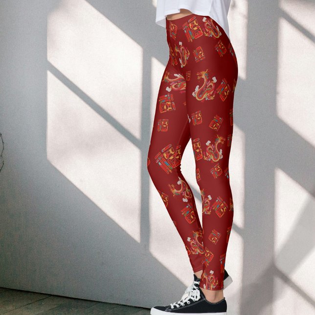 Red Dragon Chinesisch Neues Jahr Glückliches Symbo Leggings (Von Creator hochgeladen)