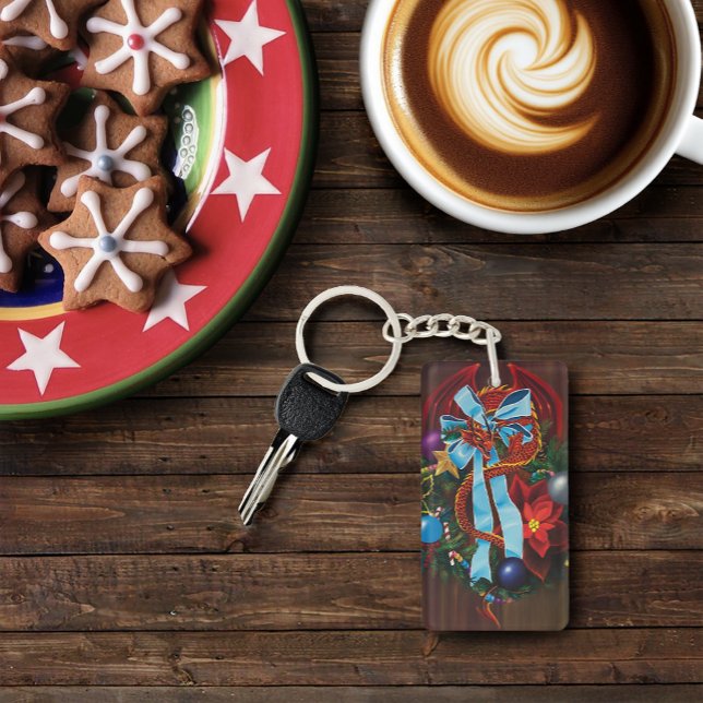 Red Dragon Christmas Wreath Schlüsselanhänger (Von Creator hochgeladen)