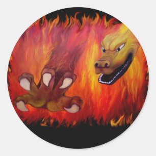 Red Dragon Claw Runder Aufkleber