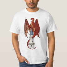 Red Dragon Design auf einem weißen T - Shirt