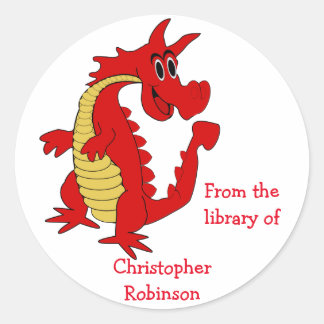 Red Dragon Design Buchzeichen Runder Aufkleber