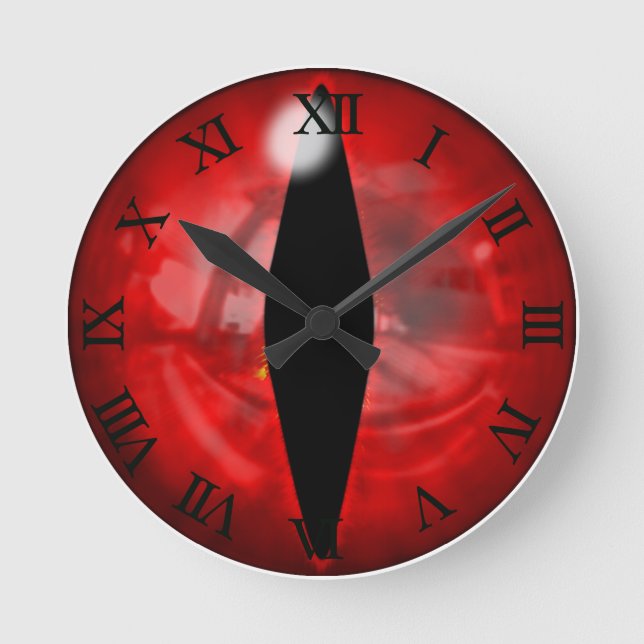 Red Dragon Eye Runde Wanduhr (Vorderseite)