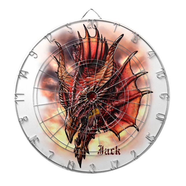 Red Dragon Fantasy Individuelle Name Dart Board Dartscheibe (vorne)