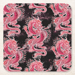 Red Dragon Galaxy Rechteckiger Pappuntersetzer