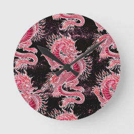 Red Dragon Galaxy Runde Wanduhr