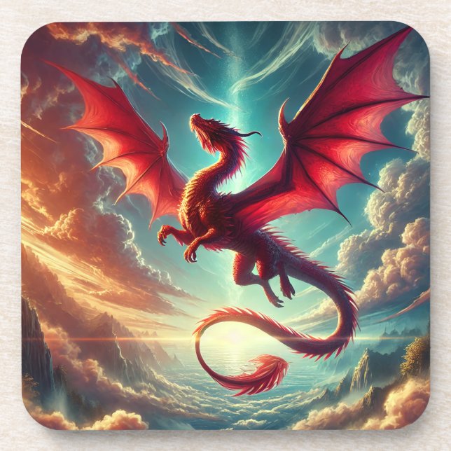 Red Dragon Getränkeuntersetzer (Vorderseite)