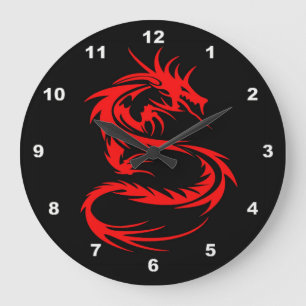 Red Dragon Große Wanduhr