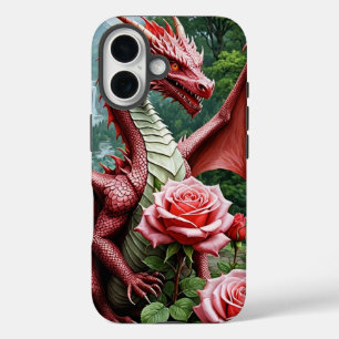 Red Dragon iPhone16 Fall mit Rose Garden Design iPhone 16 Hülle