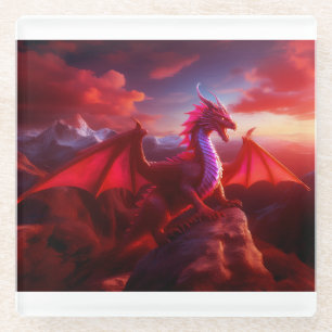 Red Dragon Perlen auf Craggy Mountain Peak Glasuntersetzer