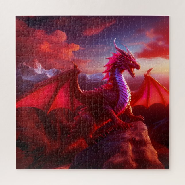Red Dragon Perlen auf Craggy Mountain Peak Puzzle (Vertikal)