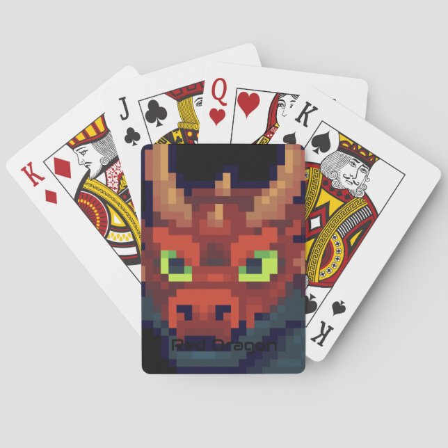 Red Dragon Pixel Art speelkaarten Spielkarten (Rückseite)