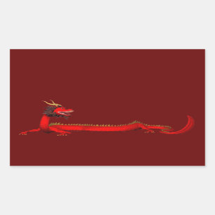 Red Dragon Rechteckiger Aufkleber