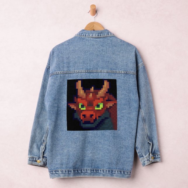 Red Dragon, rode draak, pixelart Jeansjacke (Hangar)