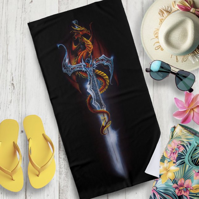 Red Dragon Schwert Fantasy Strandtuch (Von Creator hochgeladen)