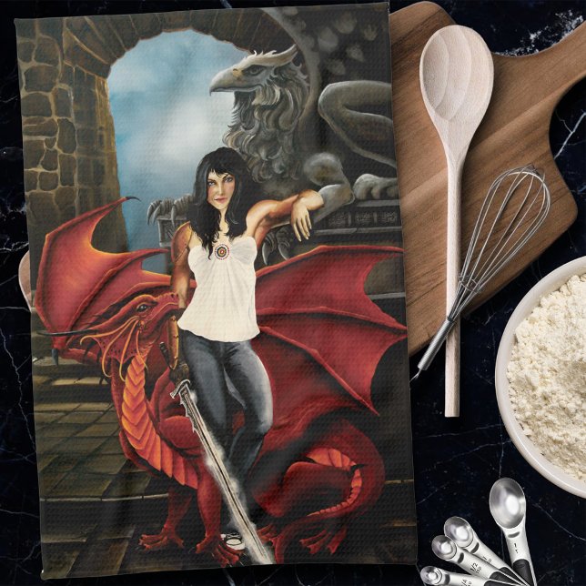 Red Dragon Urban Fantasy Geschirrtuch (Von Creator hochgeladen)