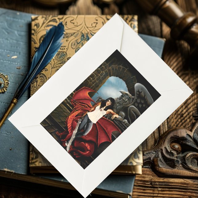 Red Dragon Urban Fantasy Rechteckiger Aufkleber (Von Creator hochgeladen)