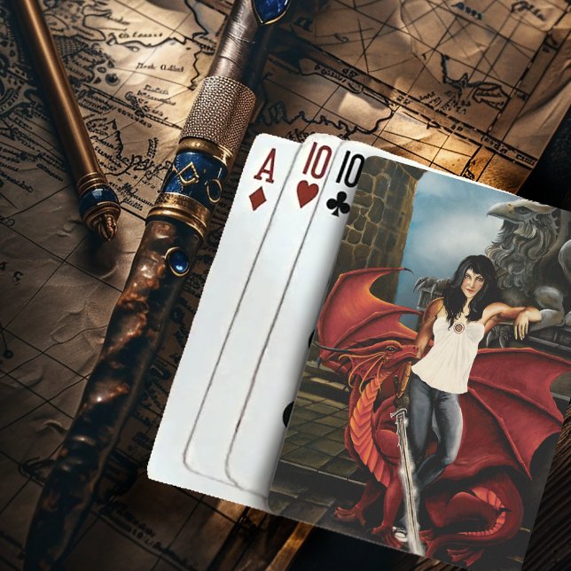 Red Dragon Urban Fantasy Spielkarten (Von Creator hochgeladen)