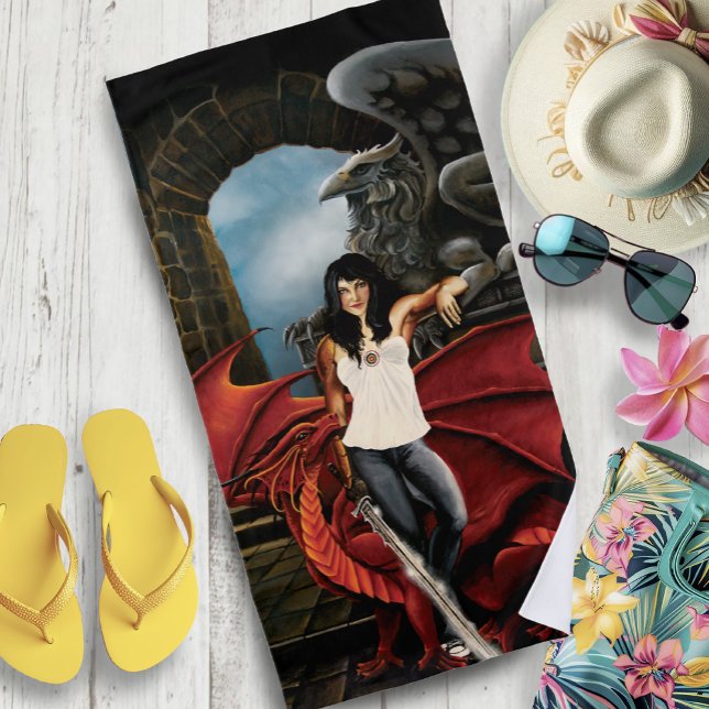 Red Dragon Urban Fantasy Strandtuch (Von Creator hochgeladen)