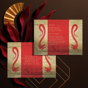 Red Dragon Wedding Reception Card und Anfahrtsskiz Begleitkarte