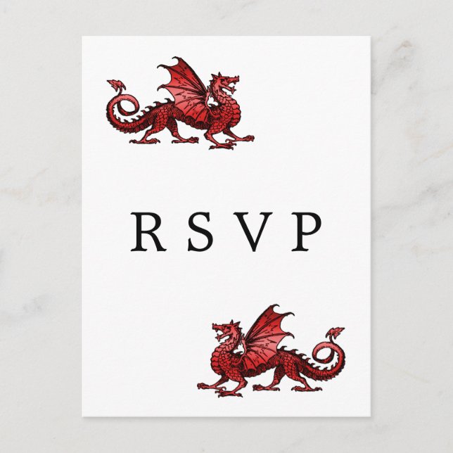 Red Dragon Wedding RSVP Postcard Einladungspostkarte (Vorderseite)