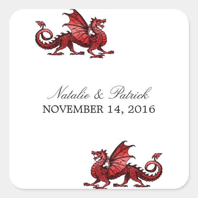 Red Dragon Wedding Stickers (Vorderseite)