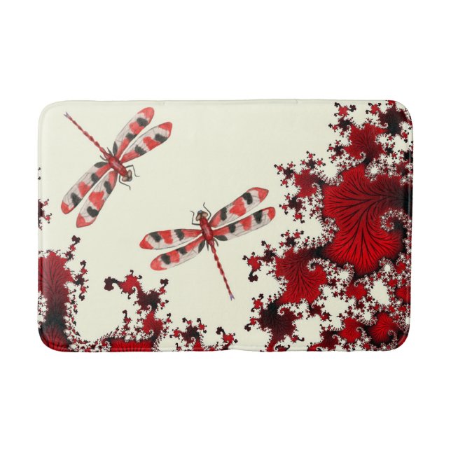 Red Dragonflies Bath Mat Badematte (Vorderseite)