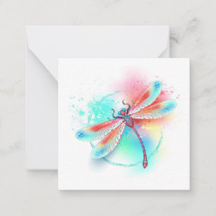 Red dragonfly on watercolor background mitteilungskarte