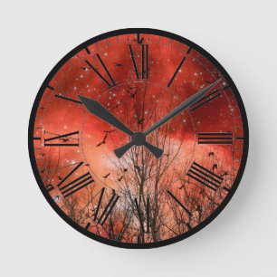 Red Dream Sky Acrylic Wall Clock Runde Wanduhr