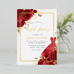 Red Dress & Blume Gold Foil Brautparty Folieneinladung