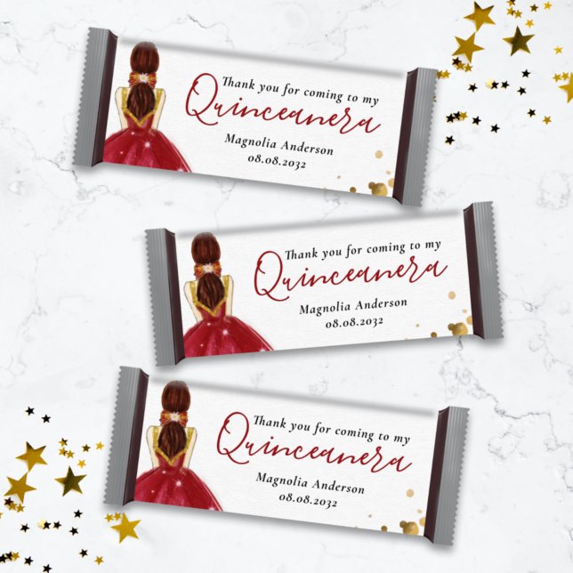 Red Dress Quinceanera Favor Candy Bar Wrapper (Von Creator hochgeladen)
