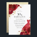 Red Dress & Rose Gold Glitzer 30. Geburtstag Einladung<br><div class="desc">Rotes Kleid & Rose Gold Glitzer 30. Geburtstag Einladung Mehr elegante Blumenmotive in unserem Geschäft! Sehen Sie sich die passende Kollektion in unserem Shop an</div>