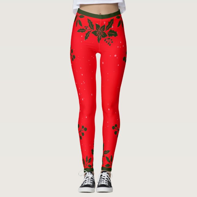 RED DRINTED HOLLY LEGGINGS (Vorderseite)