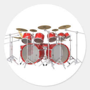 Red Drum Kit: 10 Stück: Runder Aufkleber