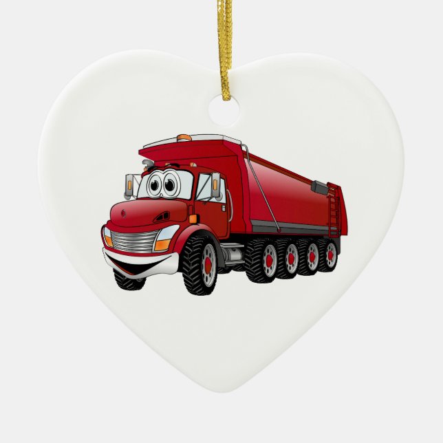 Red Dump Truck 10w Cartoon Keramikornament (Vorne)