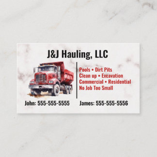 Red Dump Truck Business Card Visitenkarte