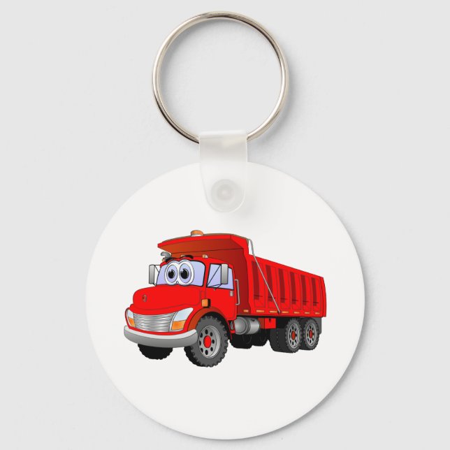 Red Dump Truck Cartoon Schlüsselanhänger (Vorderseite)
