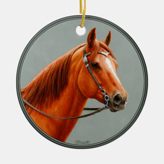Red Dun Kastnut Sorrel Western Quarter Horse Keramikornament (Vorne)