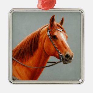 Red Dun Kastnut Sorrel Western Quarter Horse Silbernes Ornament