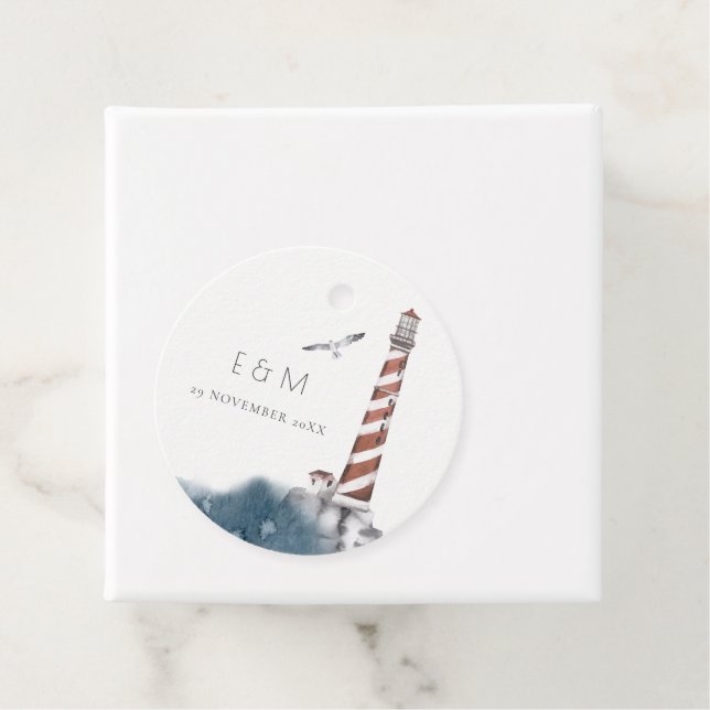 RED DUSKY BLUE LIGHTHOUSE SEA MONOGRAM WEDFA GESCHENKANHÄNGER (Beispiel)